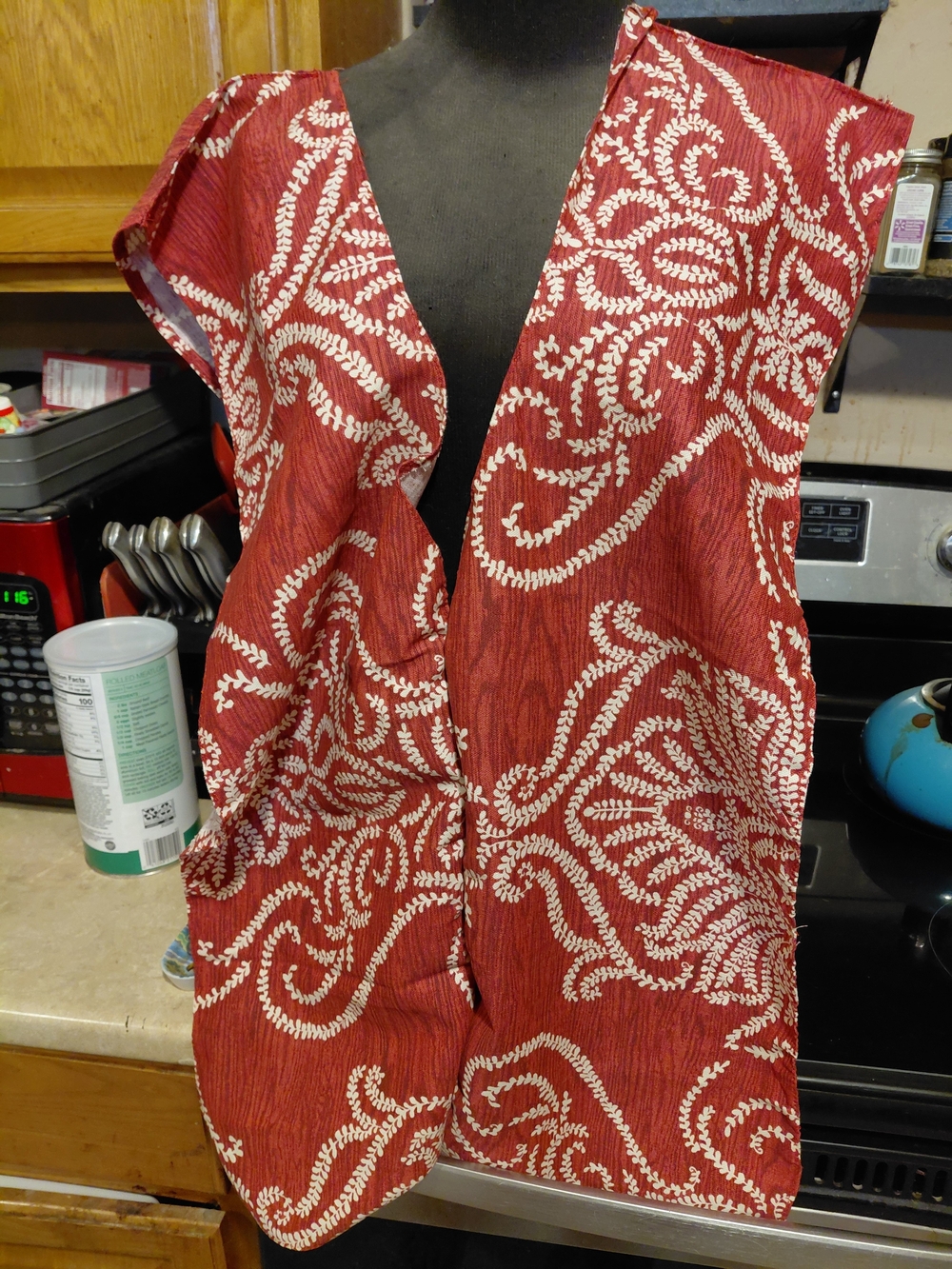Sleeveless Red Printed Women's Adult Bib